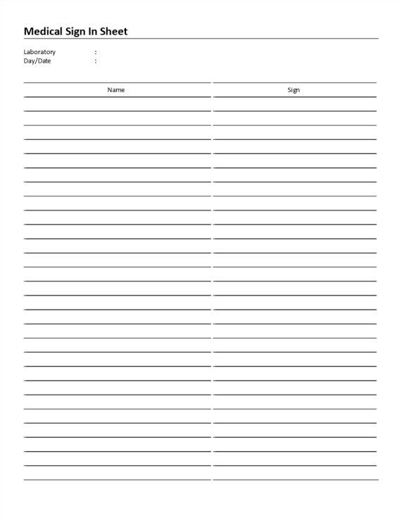 Medical laboratory sign in sheet gratis en premium templates