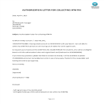 Authorization letter for collecting ATM Pin gratis en premium templates