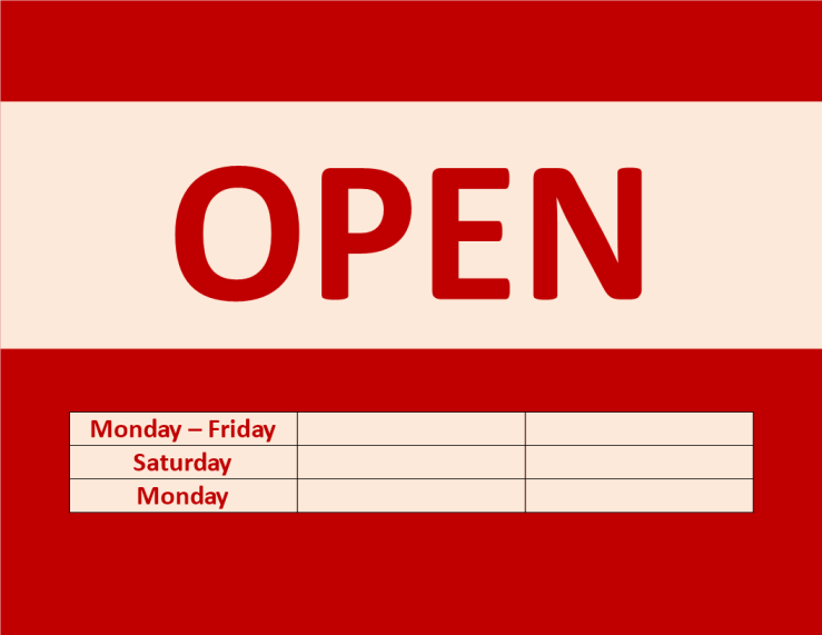 template topic preview image Business hour sign