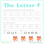 Practice to write letter F gratis en premium templates