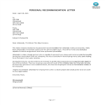 Personal Recommendation Letter example gratis en premium templates