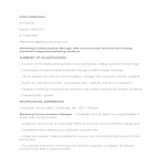 Marketing Communications Manager Resume gratis en premium templates