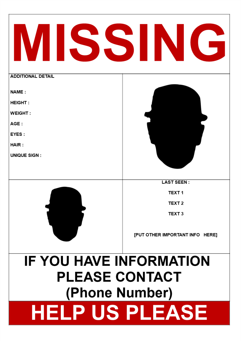 Missing Person Template 2 pictures gratis en premium templates