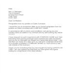 Retail Assistant Resignation Letter gratis en premium templates