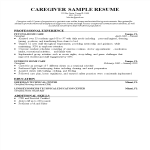 Caregiver Resume Sample gratis en premium templates