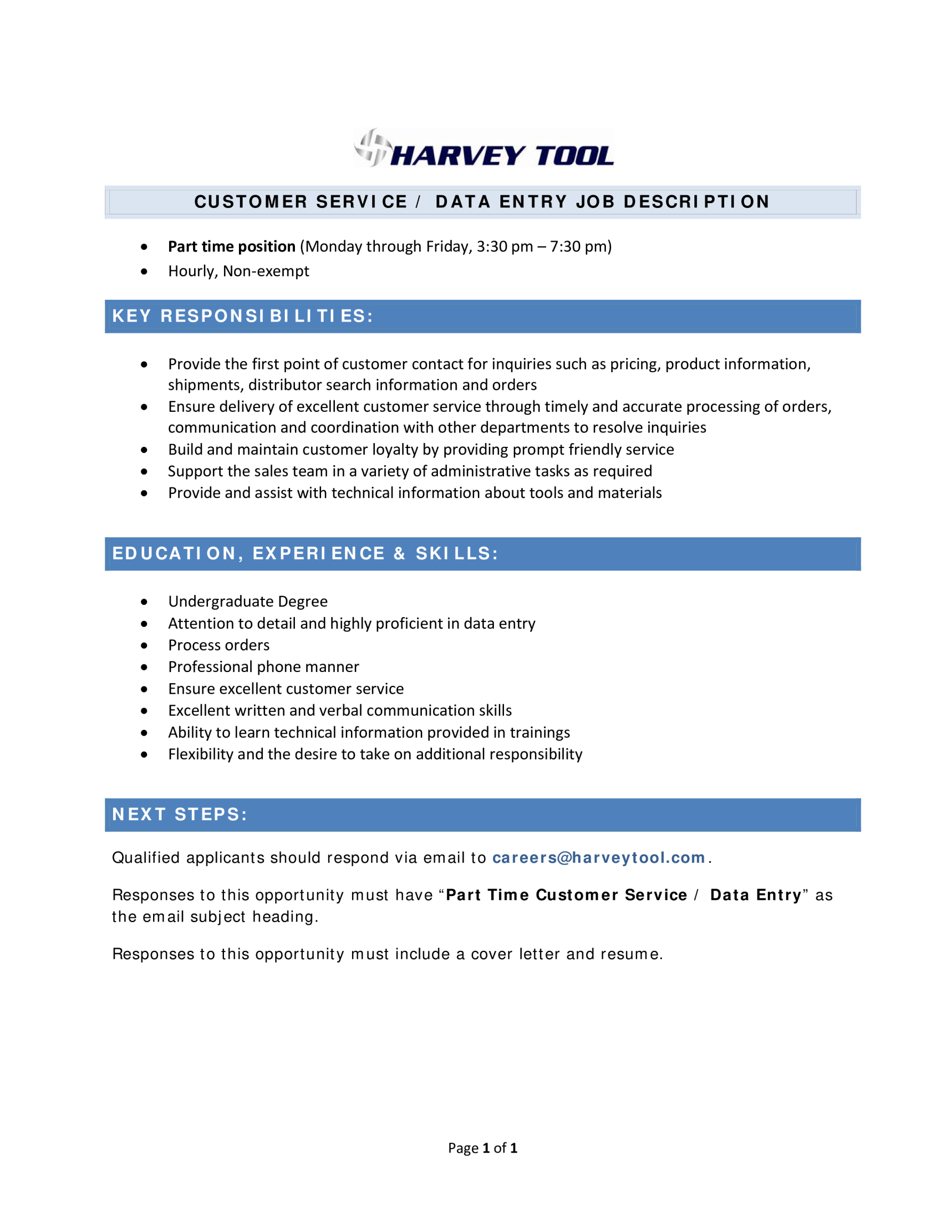 template preview imageCustomer Service Data Entry Job Description