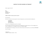 template topic preview image Courier Letter Stop Goods In Transit