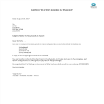 Courier Letter Stop Goods In Transit gratis en premium templates