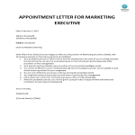 Appointment Letter for Marketing Executive gratis en premium templates
