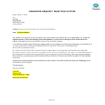 Donation Request Rejection Letter gratis en premium templates