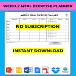 template topic preview image Weekly Meal Exercise Planner