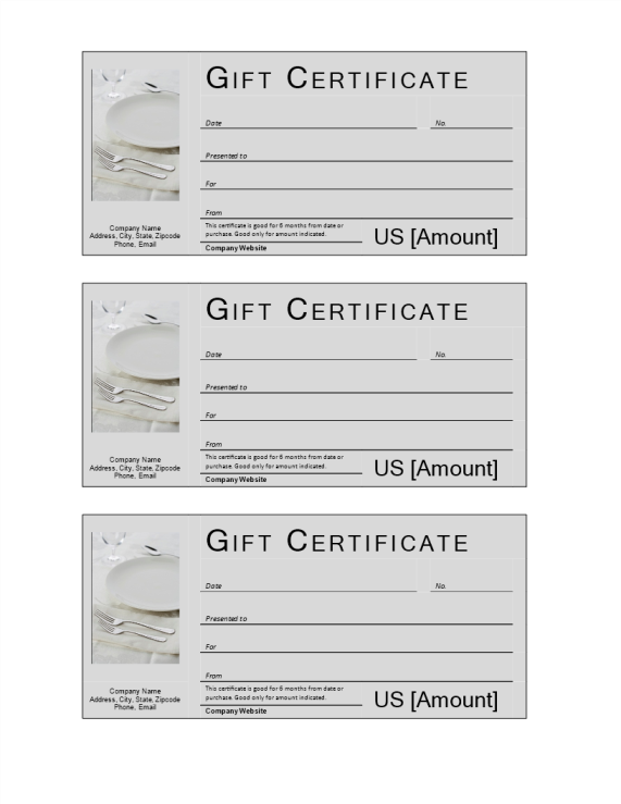 Restaurant Gift Certificate gratis en premium templates