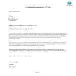 Sample Acknowledgement of Resignation Letter gratis en premium templates