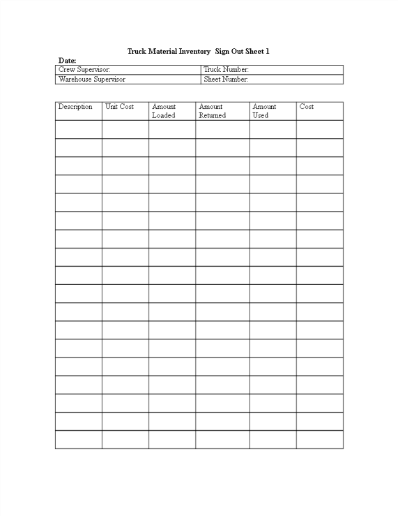 template topic preview image Truck Inventory Sign Out Sheet