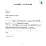 Resignation Letter Of Teacher gratis en premium templates