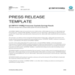 Official press release quarterly earnings gratis en premium templates