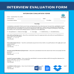 Interview Evaluation Form gratis en premium templates