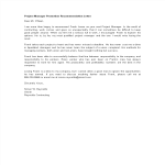 Project Manager Promotion Recommendation Letter gratis en premium templates