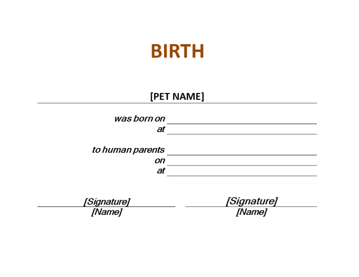 template topic preview image Pet Certificate of Birth