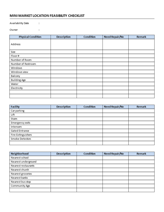 template preview imageMini Market Location Feasibility Checklist
