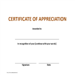 Vorschaubild der VorlageCertificate of Appreciation sample