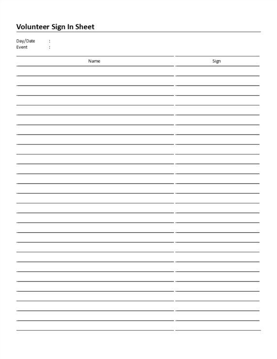 template preview imageVolunteer Sign In Sheet charity event