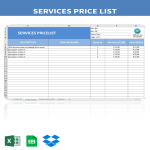 Price list for Services template gratis en premium templates