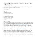 Finance Administrative Assistant sample cover letter template gratis en premium templates