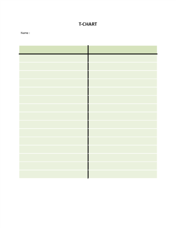 template topic preview image Simpel T-Chart Model Word