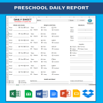 template preview imageDaily Report Sheets for Preschool