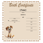 template preview imageSample Dog Birth Certificate