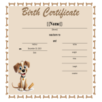 Vorschaubild der VorlageSample Dog Birth Certificate