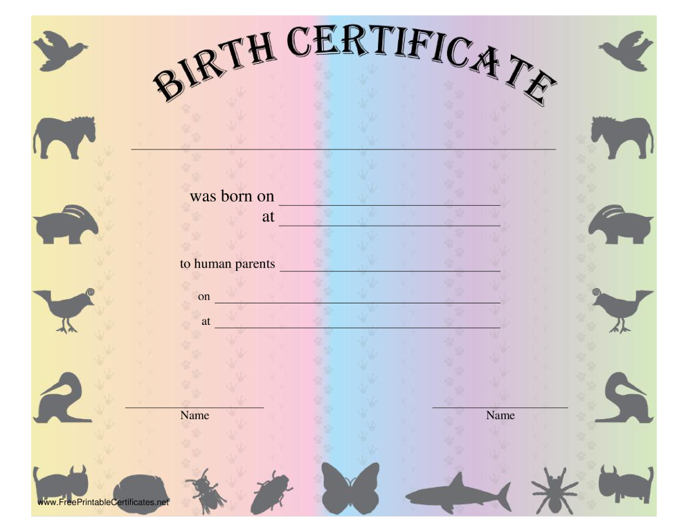 Printable Birth Certificate for Animals gratis en premium templates