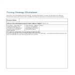 Pricing Strategy Worksheet gratis en premium templates