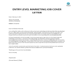 Entry Level Marketing Job Cover Letter gratis en premium templates