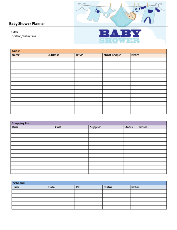 Baby Shower Planner gratis en premium templates