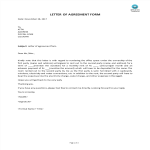 Letter Of Agreement Form gratis en premium templates