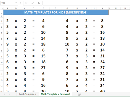 Math for Kids template multiplying numbers gratis en premium templates