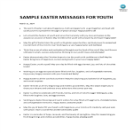 Sample Easter Messages For Youth gratis en premium templates