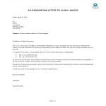 Authorization Letter To Claim Wages gratis en premium templates