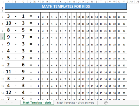 Learn to subtract for kids and circle the answer gratis en premium templates