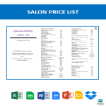 Salon Price List sample gratis en premium templates