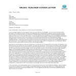 Cover Letter for Music Teacher gratis en premium templates