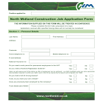 Construction Job Application Form gratis en premium templates