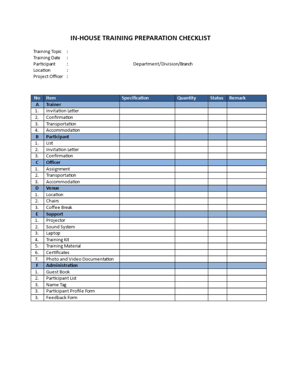 template topic preview image In-House Training Preparation Form