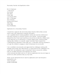 Secondary Teacher Job Application Letter gratis en premium templates