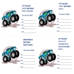 Monster Truck Birthday Invitations gratis en premium templates