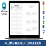 Vergadering Inschrijfformulier gratis en premium templates