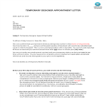 Temporary Designer Appointment Letter gratis en premium templates