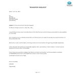 International Job Transfer Request Letter gratis en premium templates